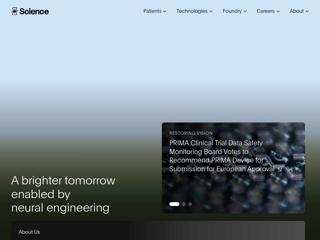 Screenshot of the website of Science