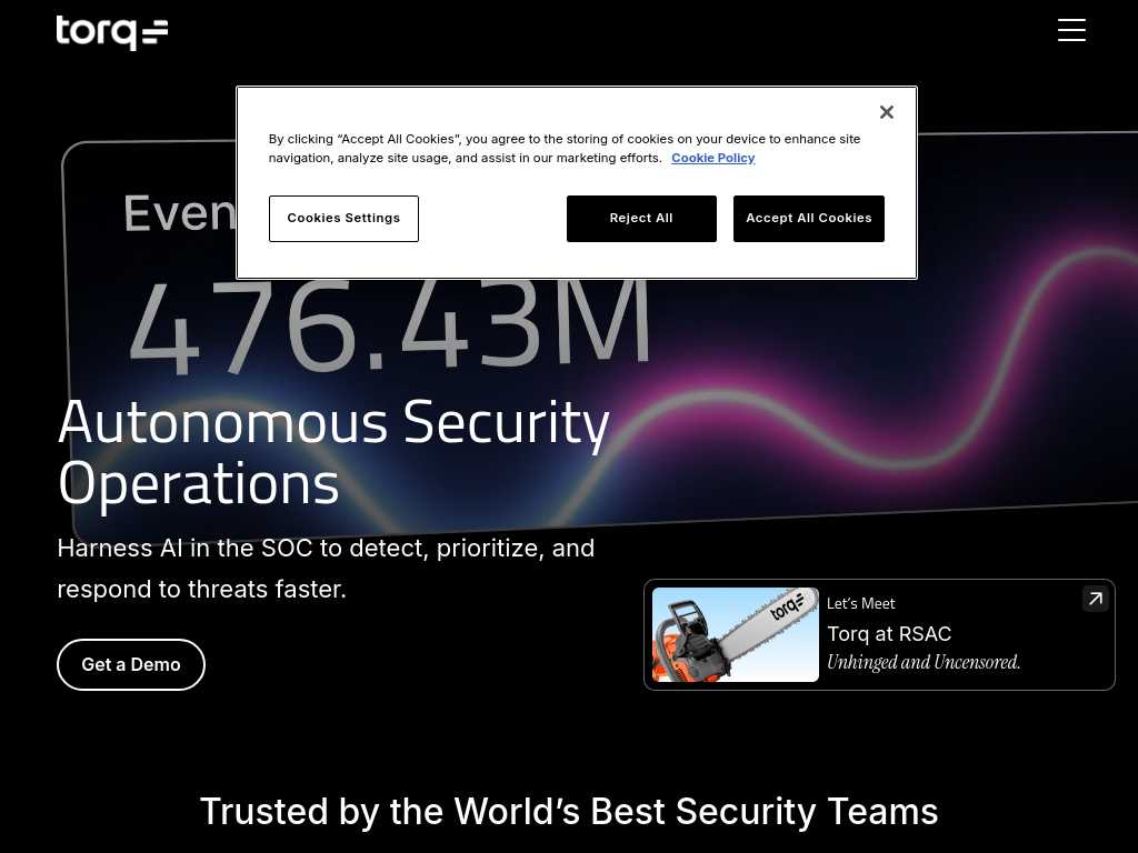 Screenshot of the website of Torq