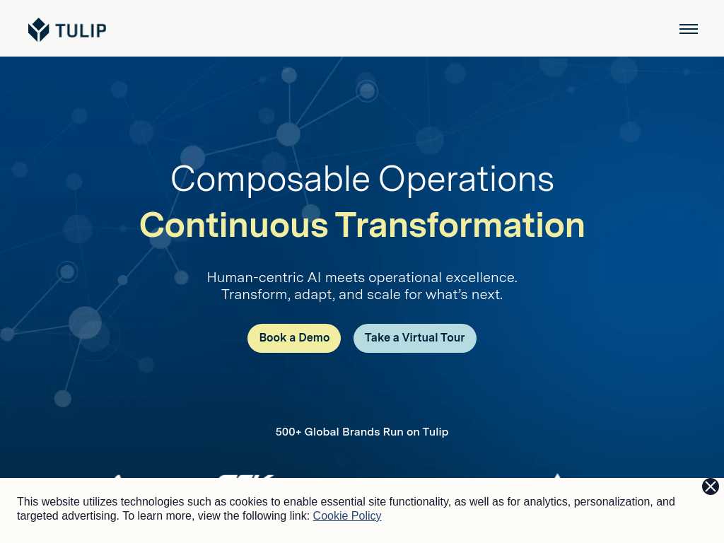 Screenshot of the website of Tulip