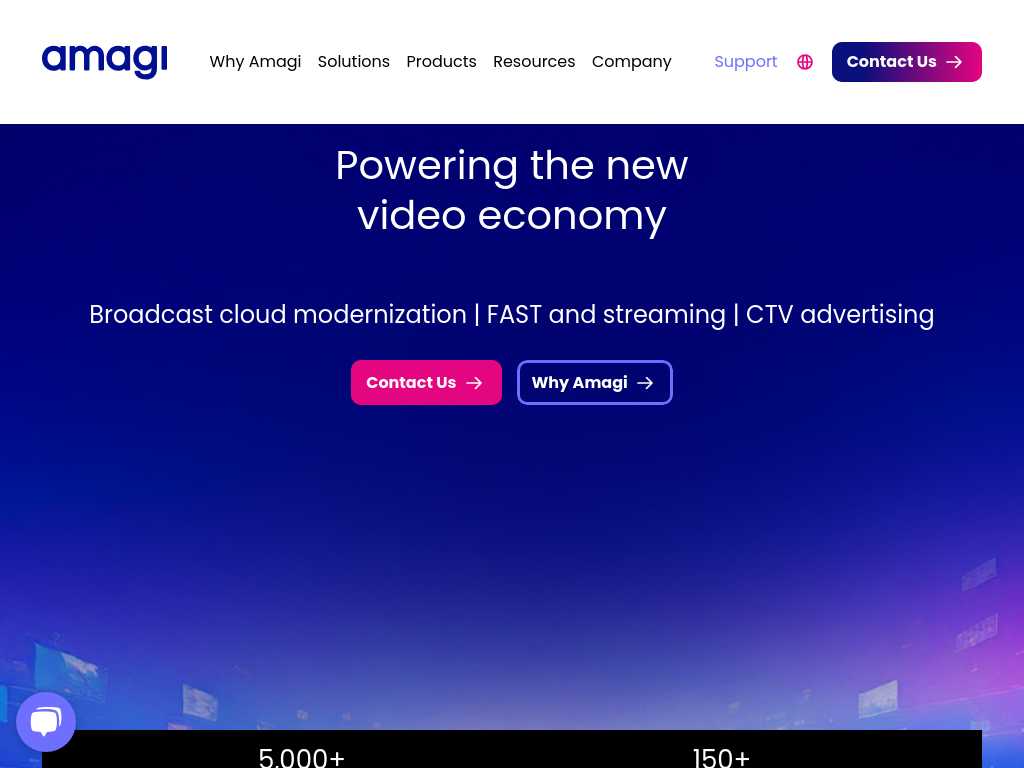 Screenshot of the website of Amagi