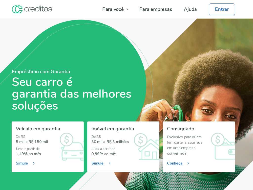 Screenshot of the website of Creditas