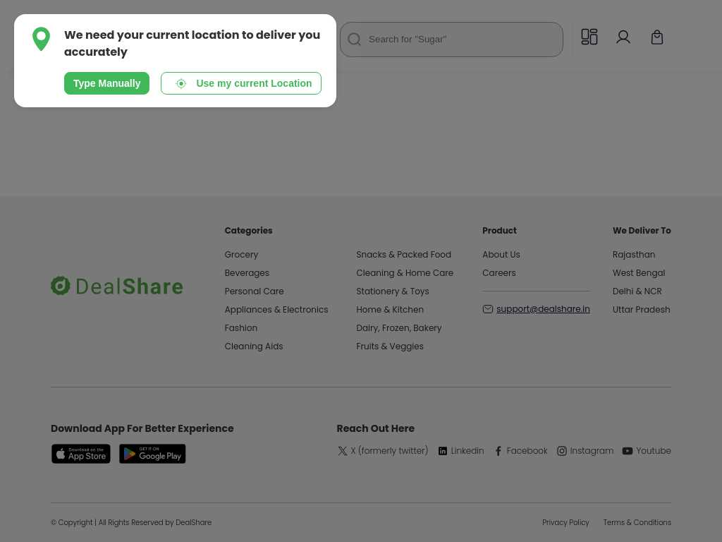 Screenshot of the website of DealShare
