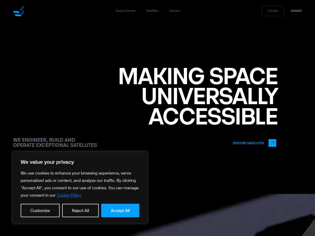 Screenshot of the website of EnduroSat