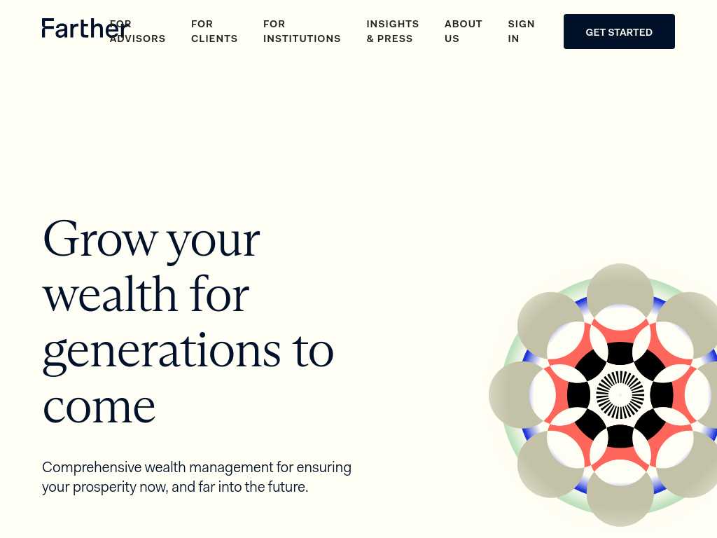 Screenshot of the website of Farther
