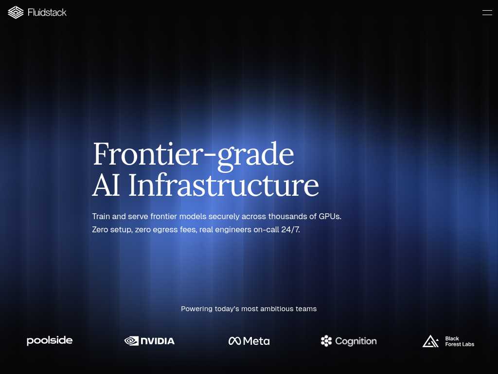 Screenshot of the website of FluidStack