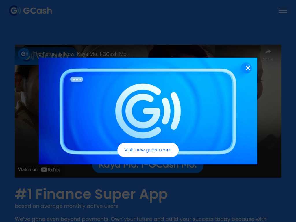 Screenshot of the website of GCash