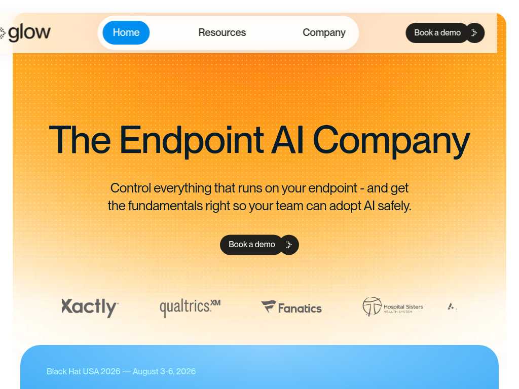 Screenshot of the website of Glow
