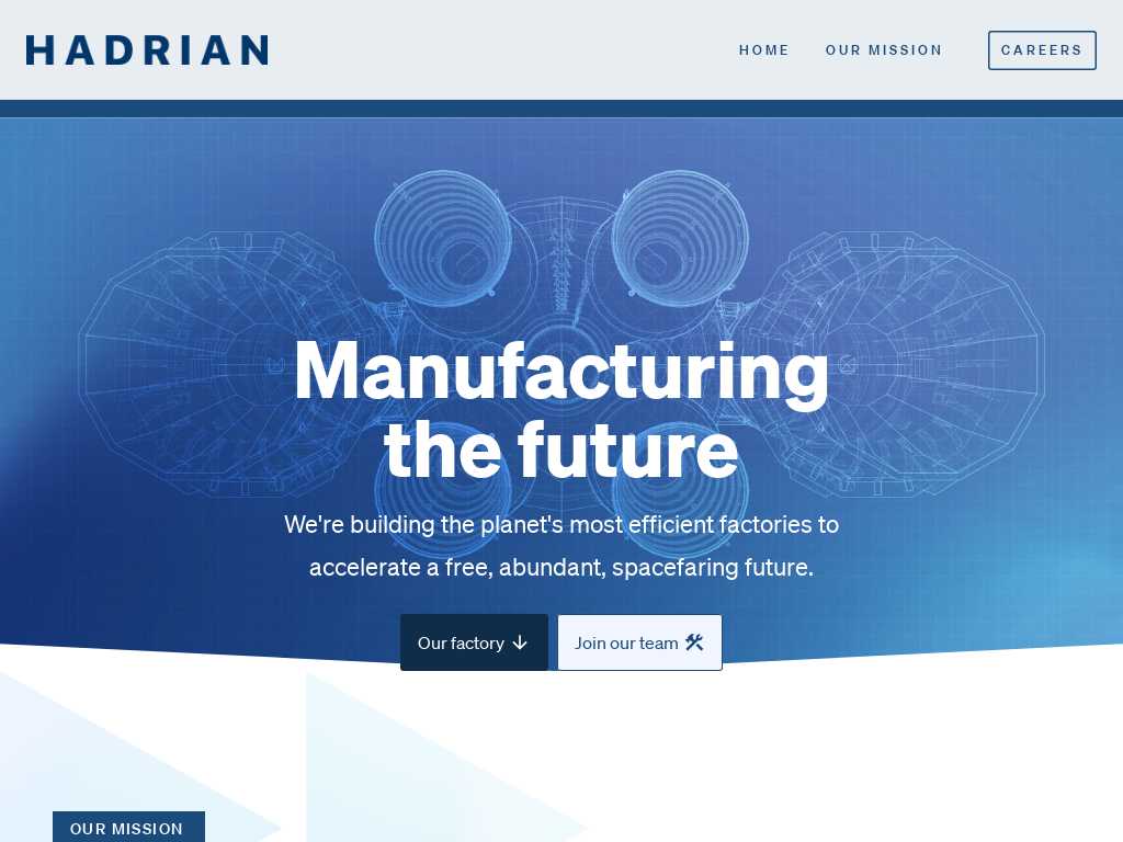 Screenshot of the website of Hadrian