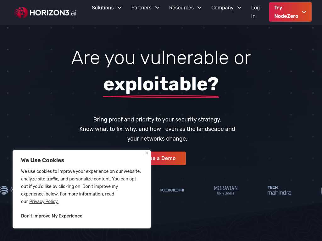 Screenshot of the website of Horizon Three AI