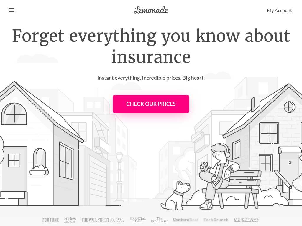 Screenshot of the website of Lemonade