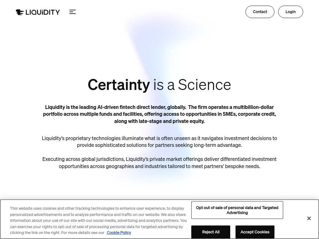 Screenshot of the website of Liquidity