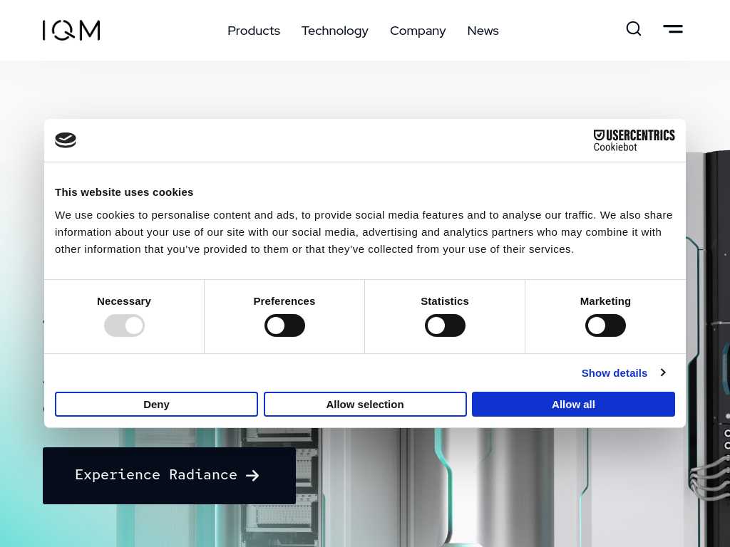 Screenshot of the website of IQM