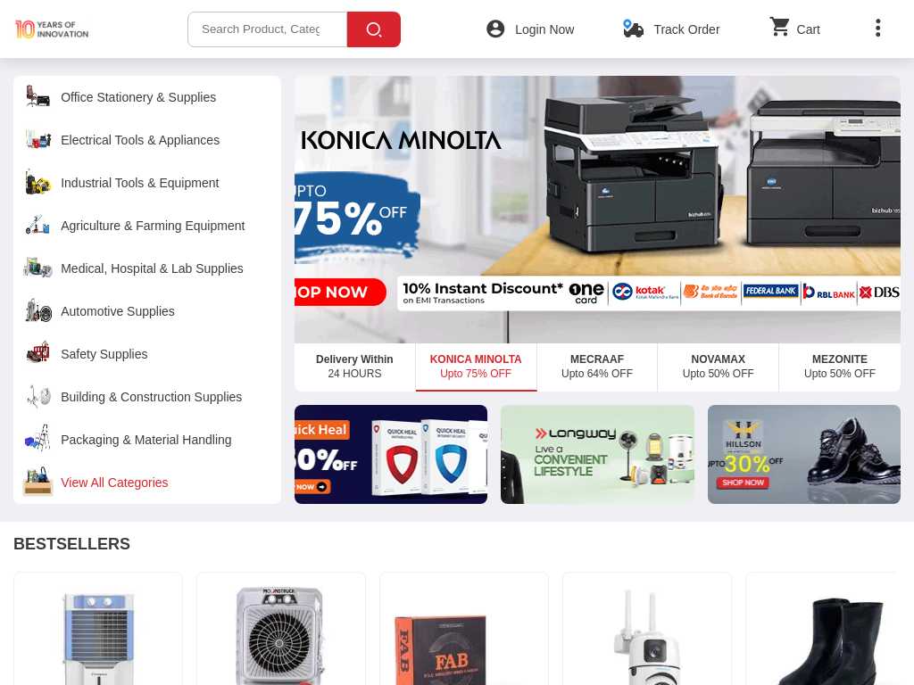 Screenshot of the website of Moglix