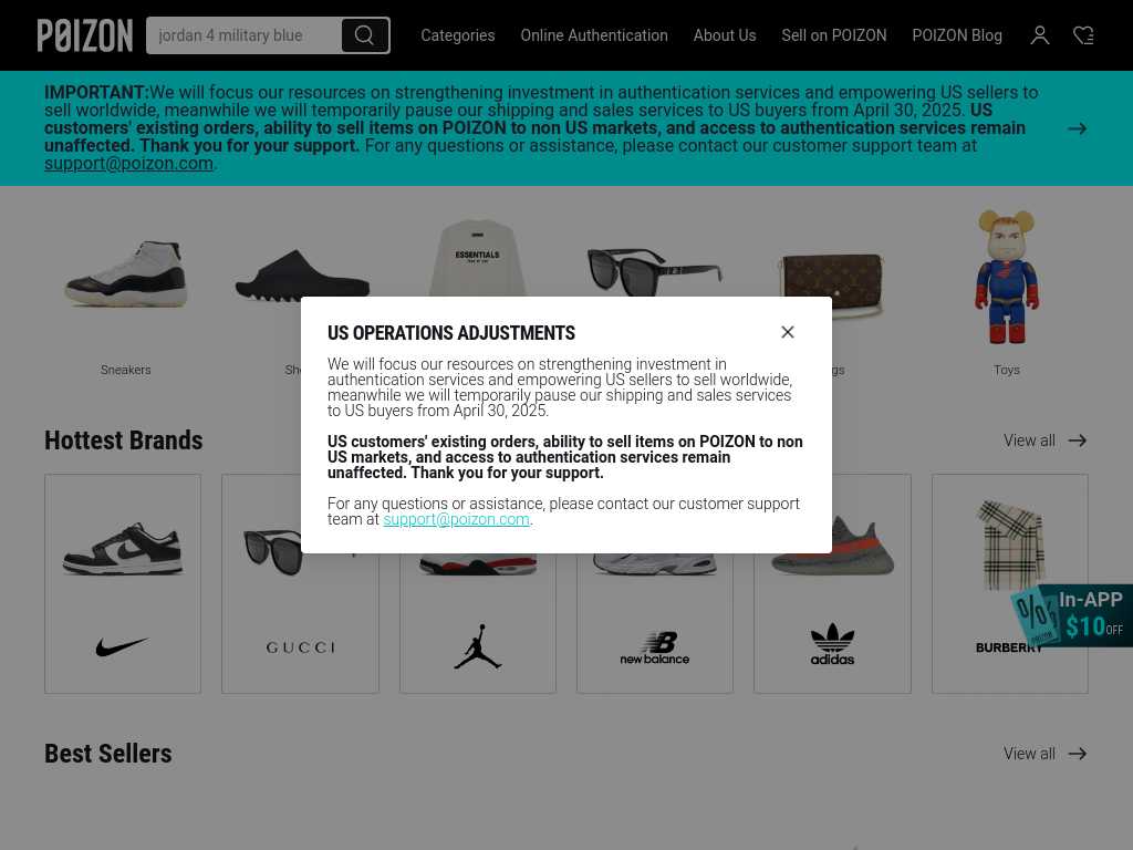 Screenshot of the website of Poison