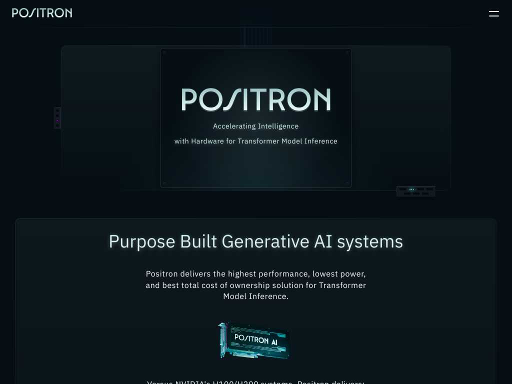 Screenshot of the website of Positron
