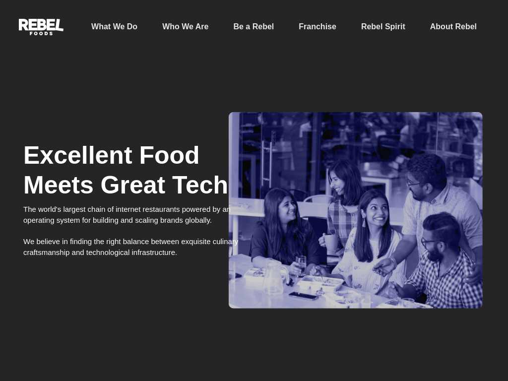Screenshot of the website of Rebel Foods