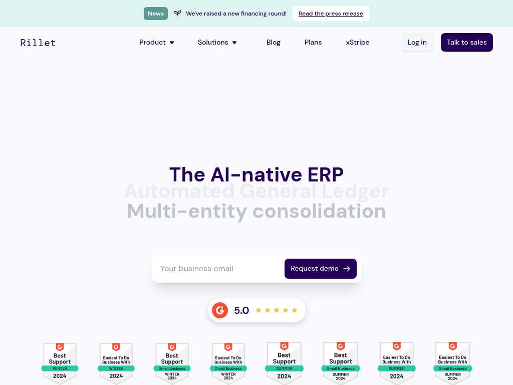 Screenshot of the website of Rillet