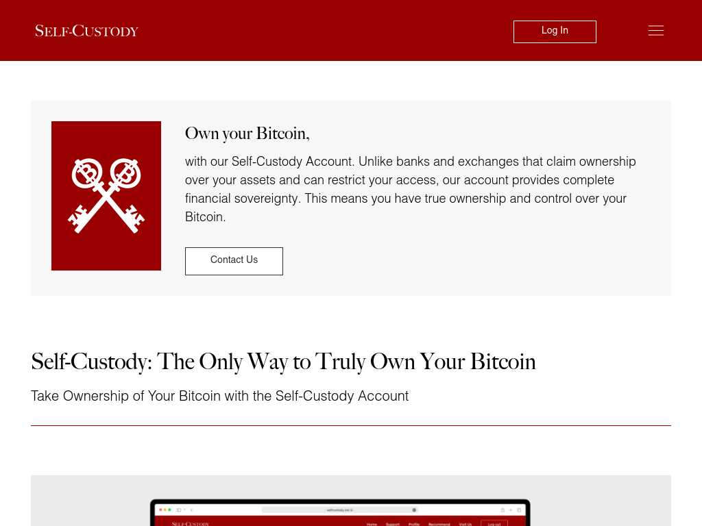 Screenshot of the website of Self-Custody