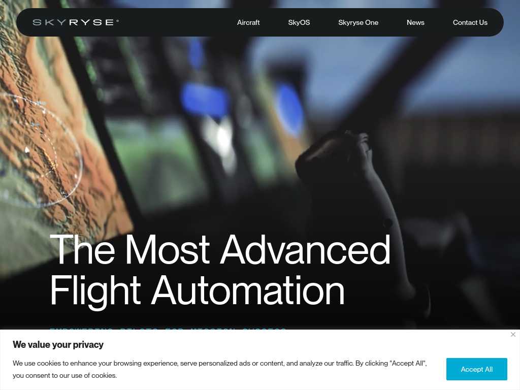 Screenshot of the website of SkyRyse