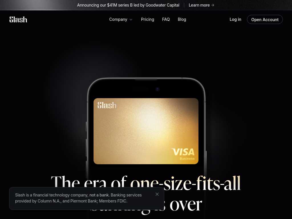 Screenshot of the website of Slash