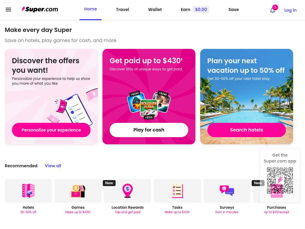 Screenshot of the website of Super