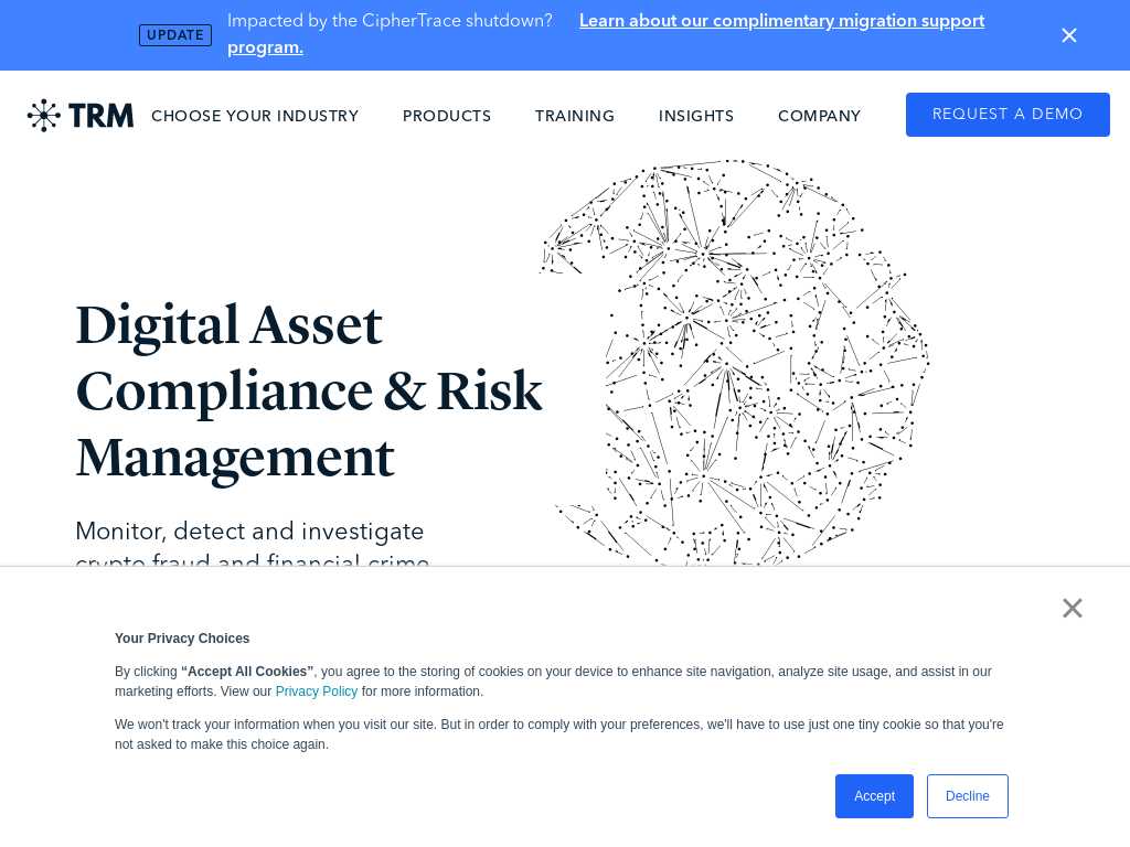 Screenshot of the website of TRM Labs