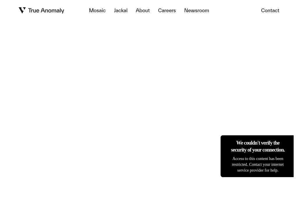 Screenshot of the website of True Anomaly