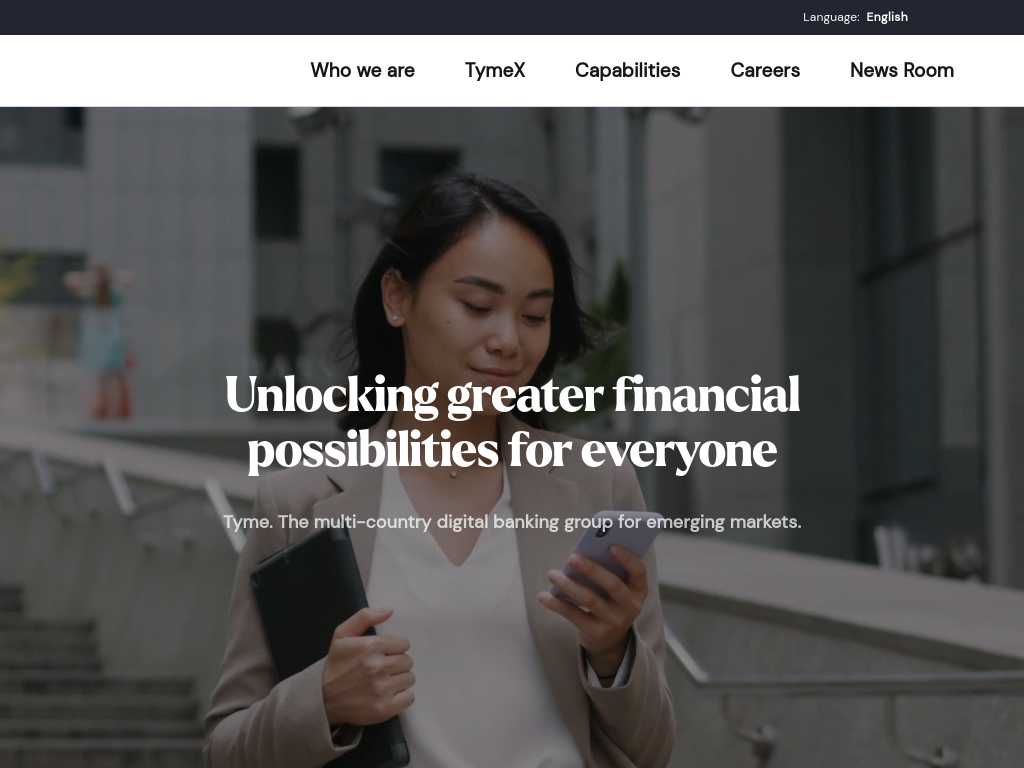 Screenshot of the website of Tyme