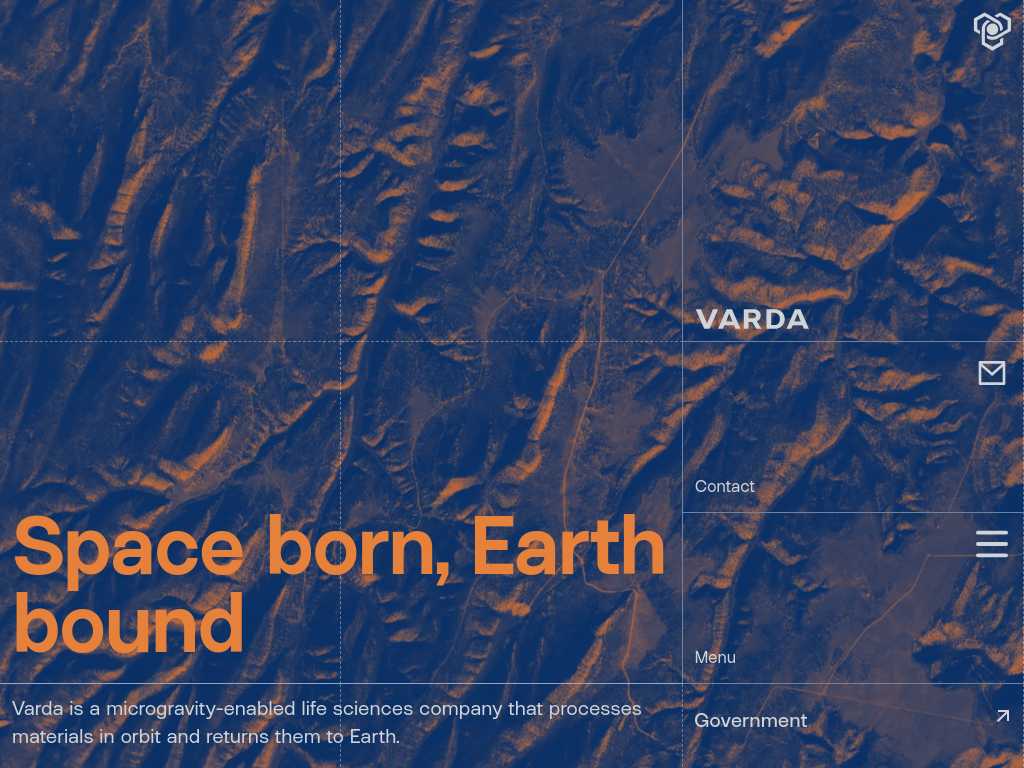 Screenshot of the website of Varda Space Industries