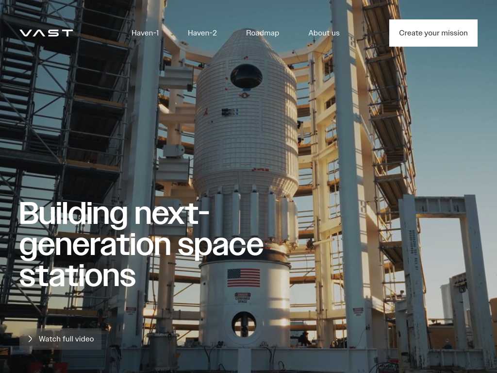 Screenshot of the website of Vast