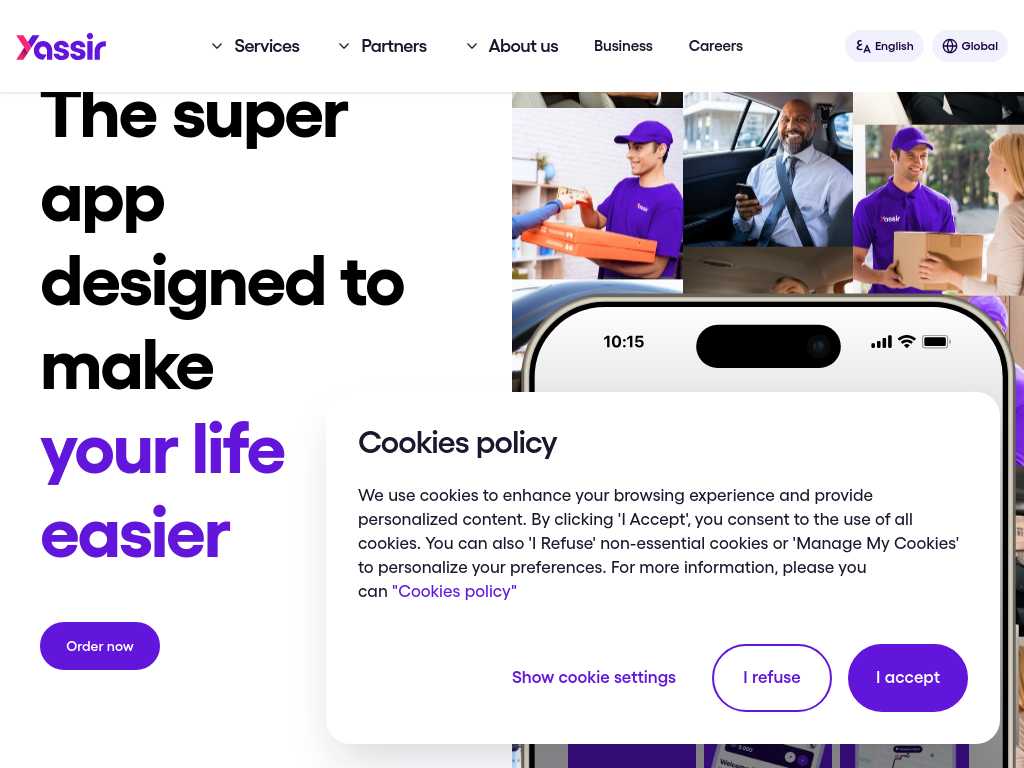 Screenshot of the website of YASSIR