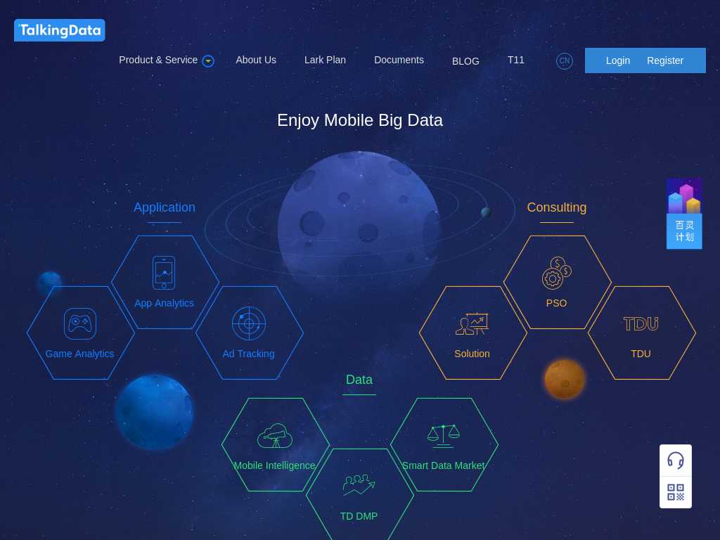 Screenshot of the website of TalkingData