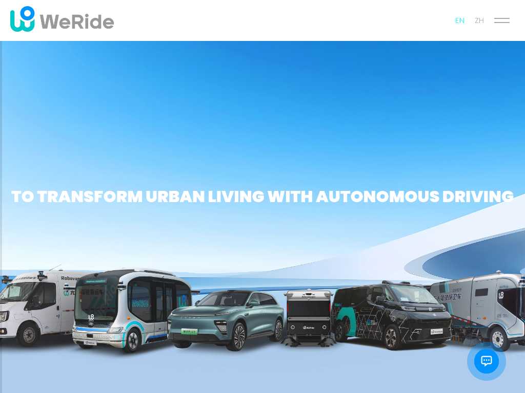 Screenshot of the website of WeRide