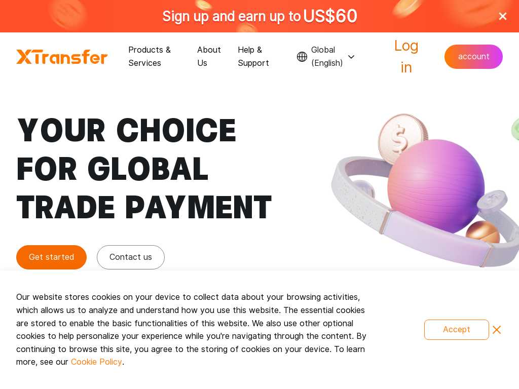Screenshot of the website of XTransfer