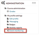 Moodle event monitoring
