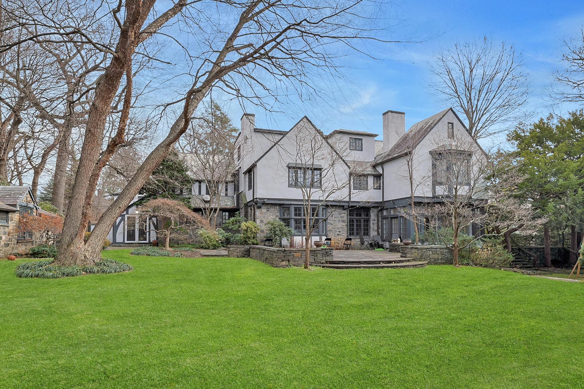 Grand & Classic 8-Bd. 1920s Tudor-Style Mansion with Guest House, Office Cottage, Patio & Level, Grassy Yard on Cul-de-Sac