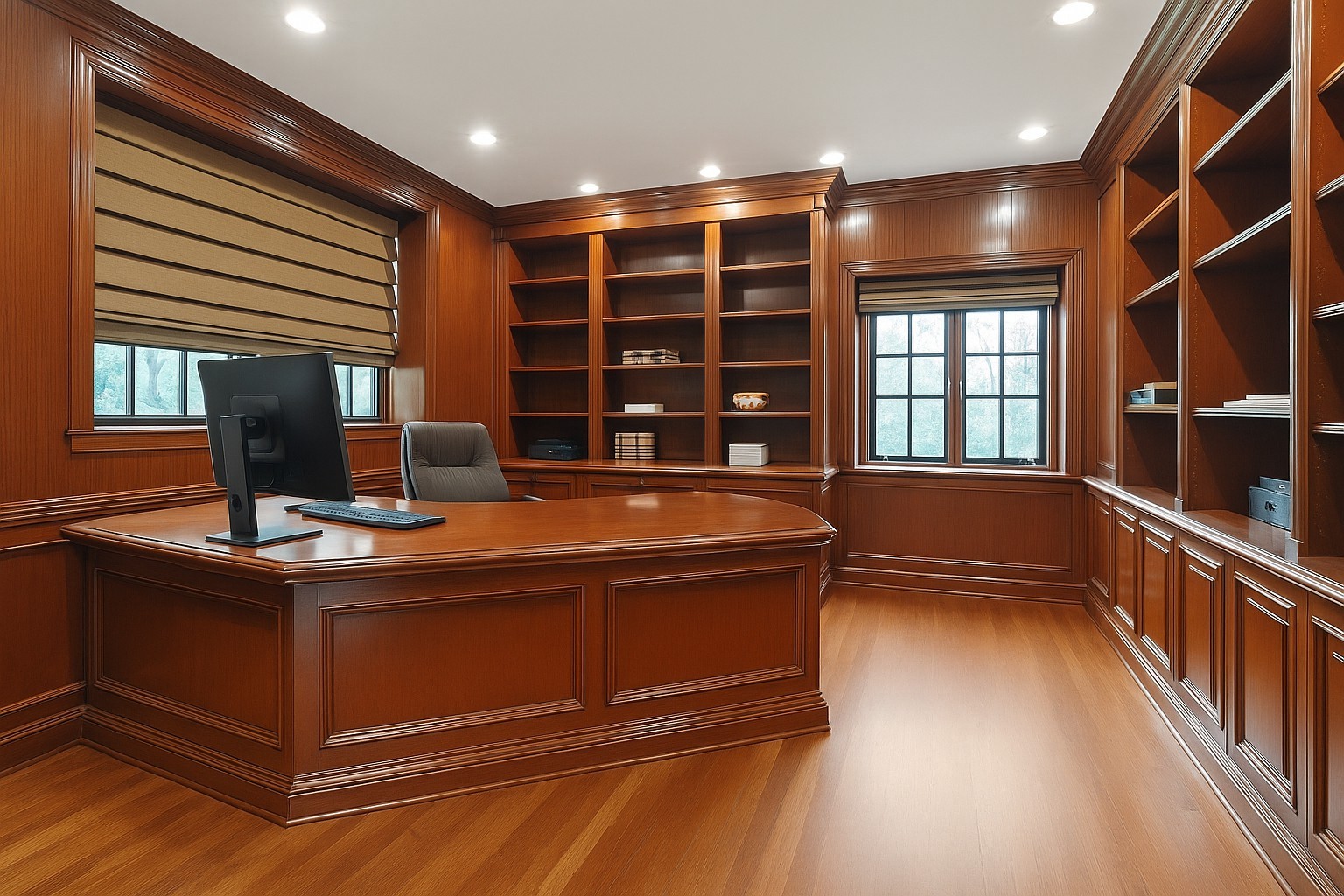 Grand & Classic 8-Bd. 1920s Tudor-Style Mansion with Guest House, Office Cottage, Patio & Level, Grassy Yard on Cul-de-Sac