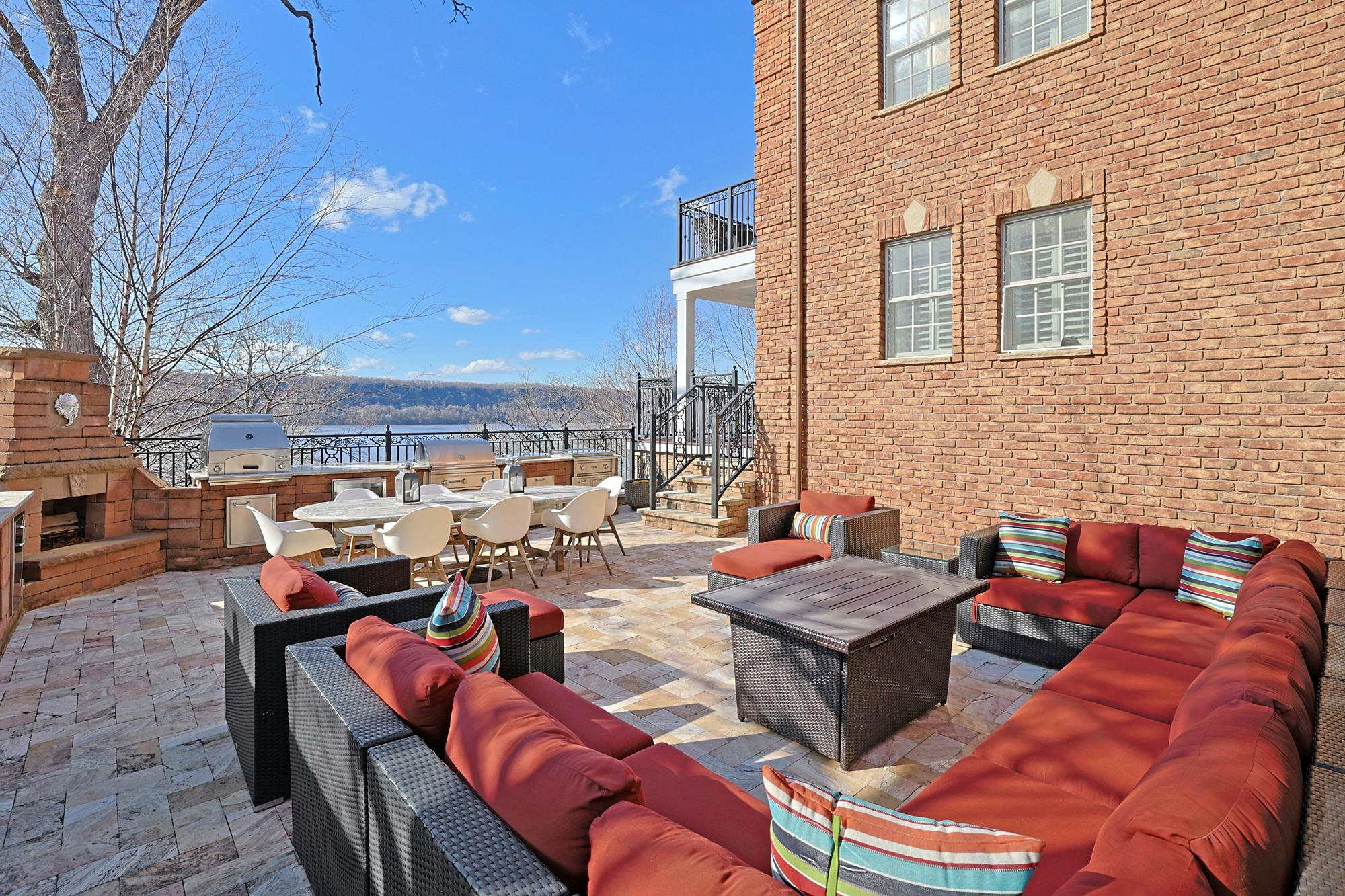 Spectacular Hudson River Views: Spacious & Modernized 4-Bd. Brick House with Decks, Patio, Outdoor Kitchen & Home Theater on Private Cul-de-Sac