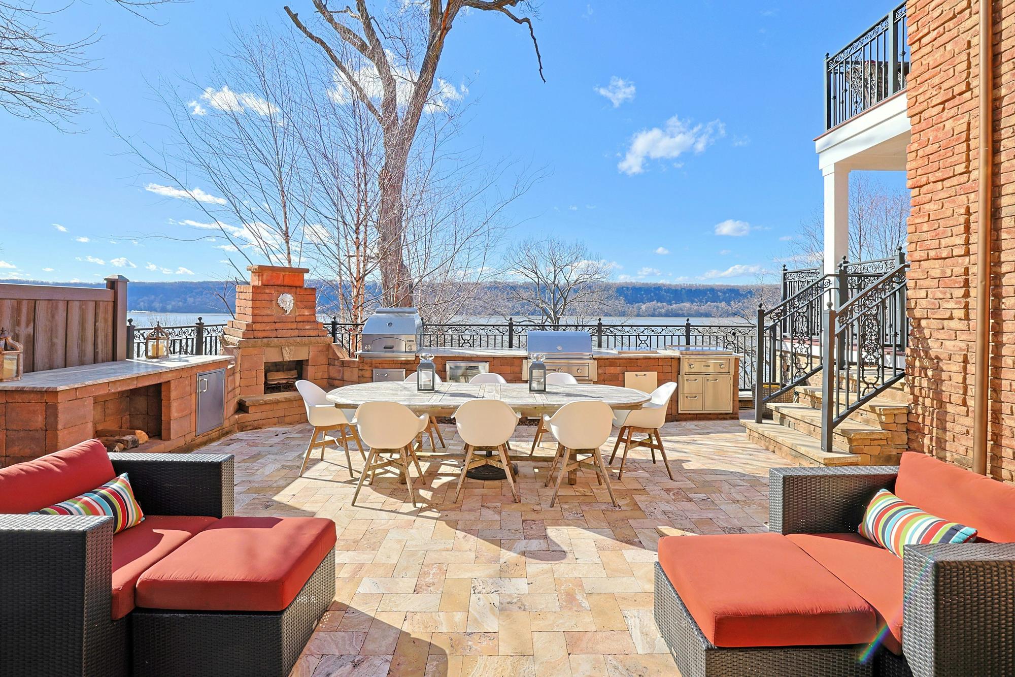 Spectacular Hudson River Views: Spacious & Modernized 4-Bd. Brick House with Decks, Patio, Outdoor Kitchen & Home Theater on Private Cul-de-Sac
