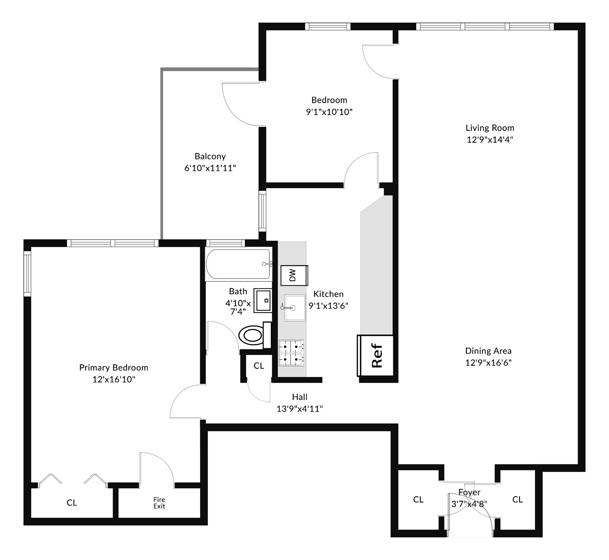Bright & Spacious Junior-4 (Converted to 2-Bd.) Co-op with Balcony & Doormen at The Georgian