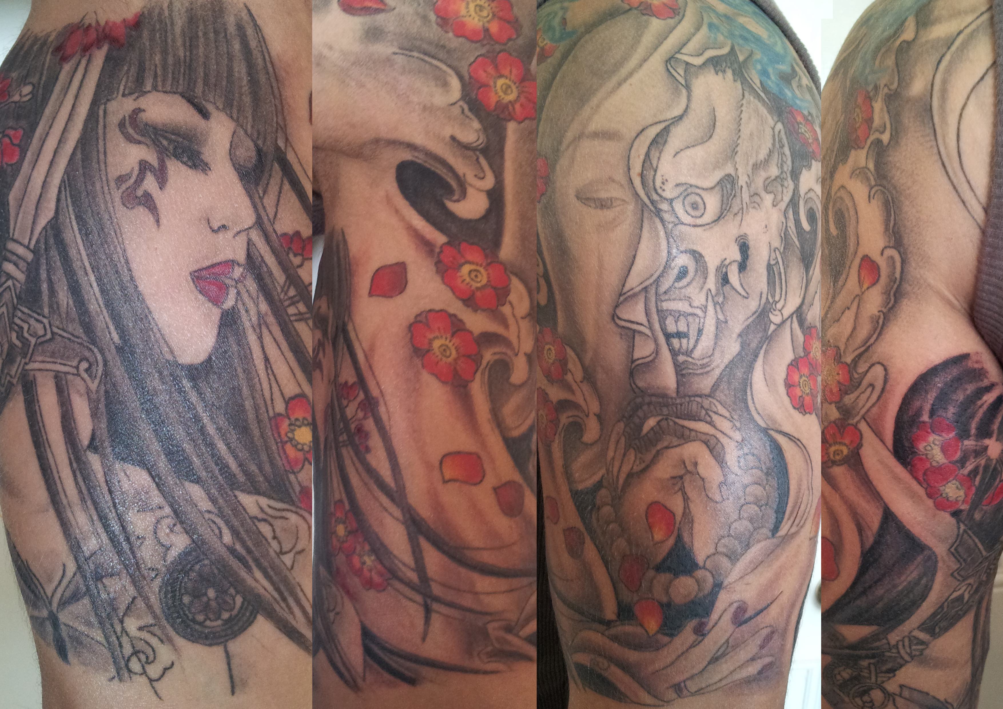 Japanese Geisha Warrior Tattoo Designs design bild