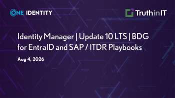 One Identity: Identity Manager 10 LTS: BDG & ITDR Playbooks