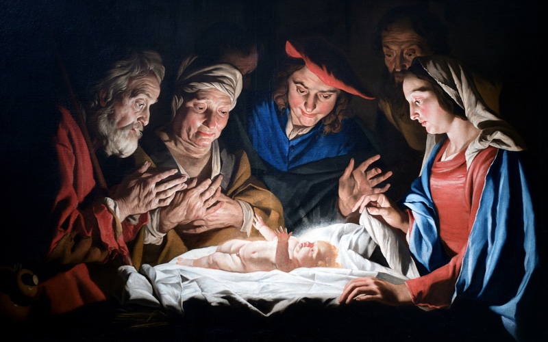 Adoration of the Shepherds by Dutch painter Matthias Stomer, 1632. Public Domain.
