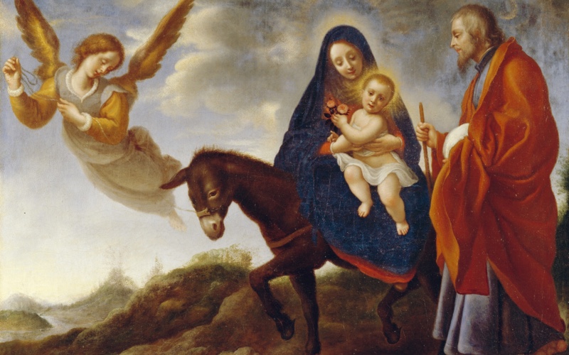 Flight Into Egypt. Carlo Dolci (1616–1686). Public Domain.