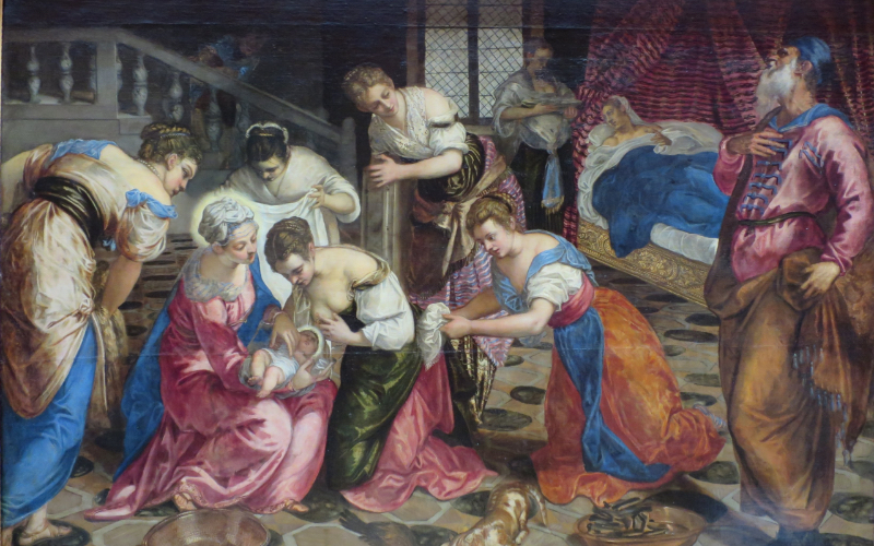 The Birth of John the Baptist. Jacopo Tintoretto (1519–1594). Public Domain.