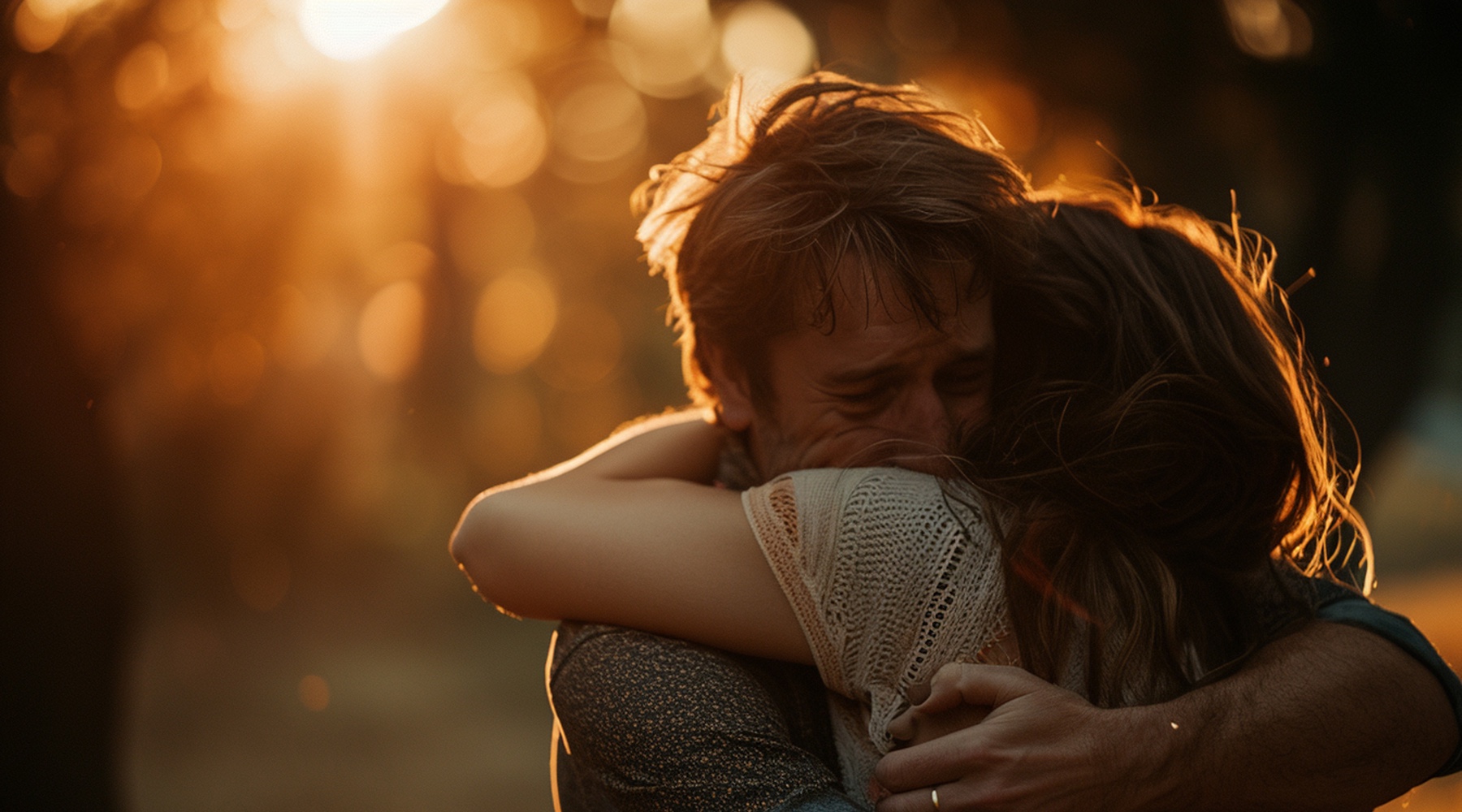 Couple hugging with sad expression. Licensed from Freepik Company S.L.