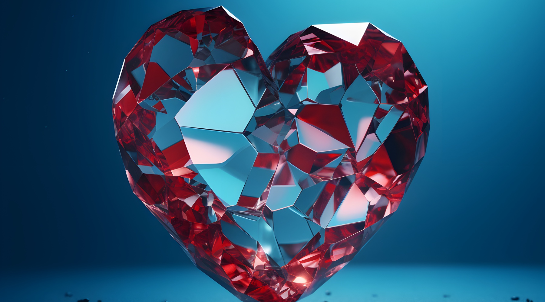 Glass heart in red and blue. Licensed from Freepik Company S.L.