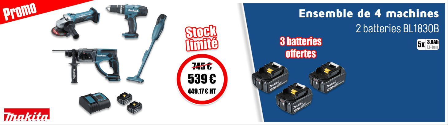 Ensemble de 4 machines Makita 18 V li-Ion