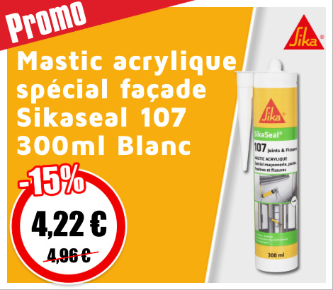 Mastic acrylique spécial façade Sikaseal 107 - 300ml Blanc