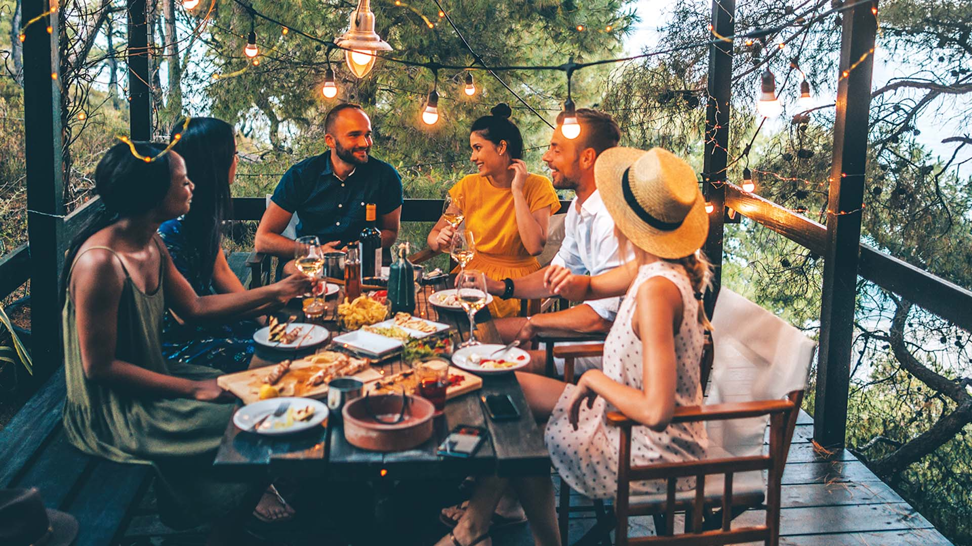 A group of people dining al fresco